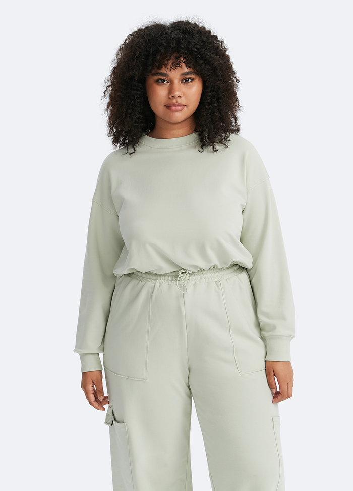 Cropped Sweatshirt mit Kordelzug
